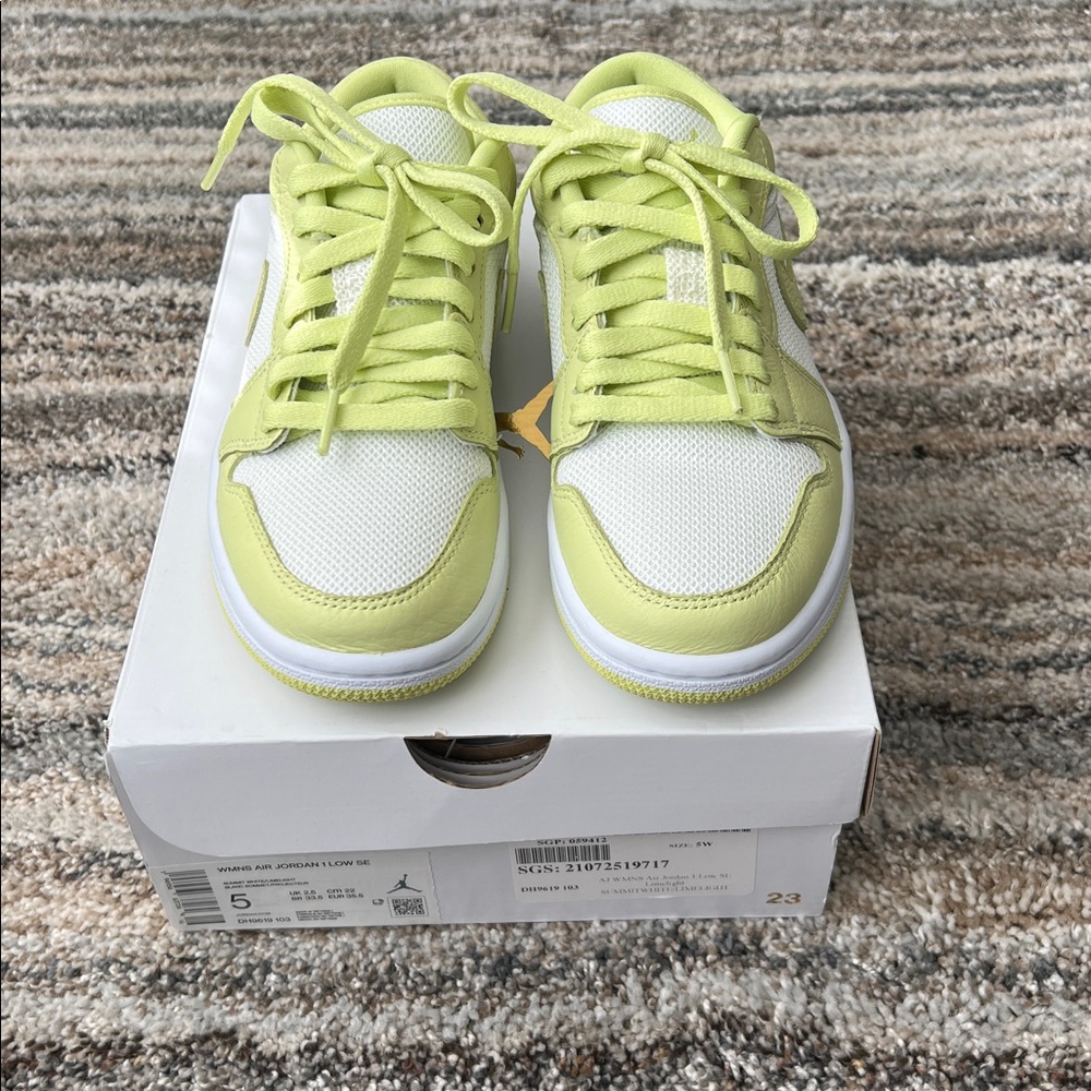 Nike Air Jordan Low Lime Green and White Sneakers